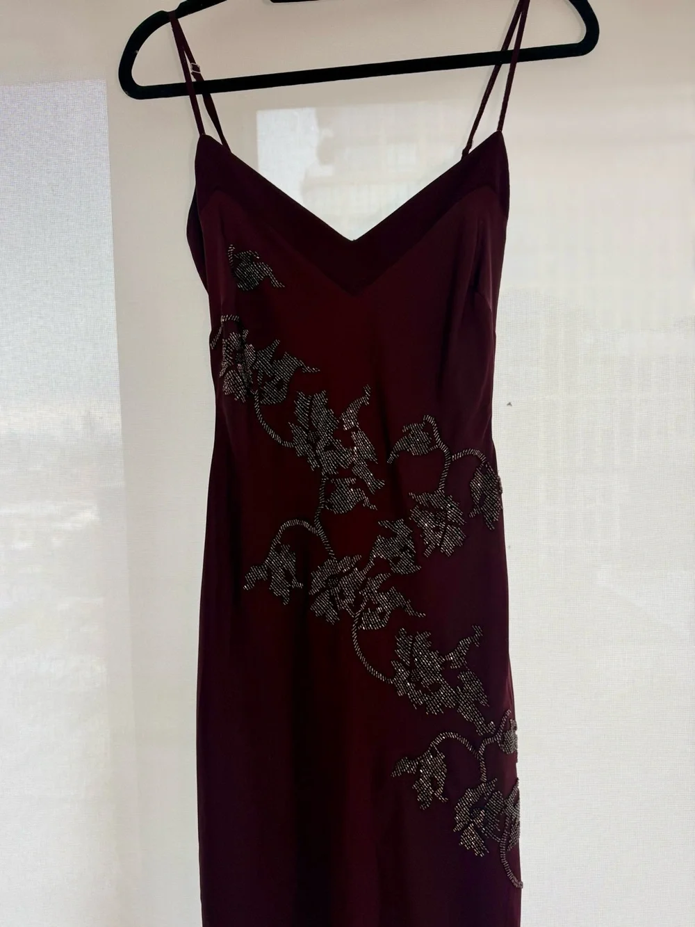 HOUSE OF CB ANASTELLE PLUM HAND BEADED EMBELLISHED SATIN MAXI GOWN SIZE S - Picture 10 of 14
